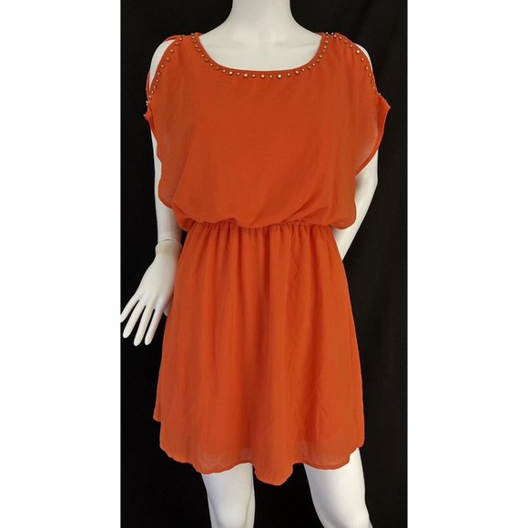 womens summer dress, size small by CHARMING CHARLIE, orange/gold, mini - Picture 1 of 12